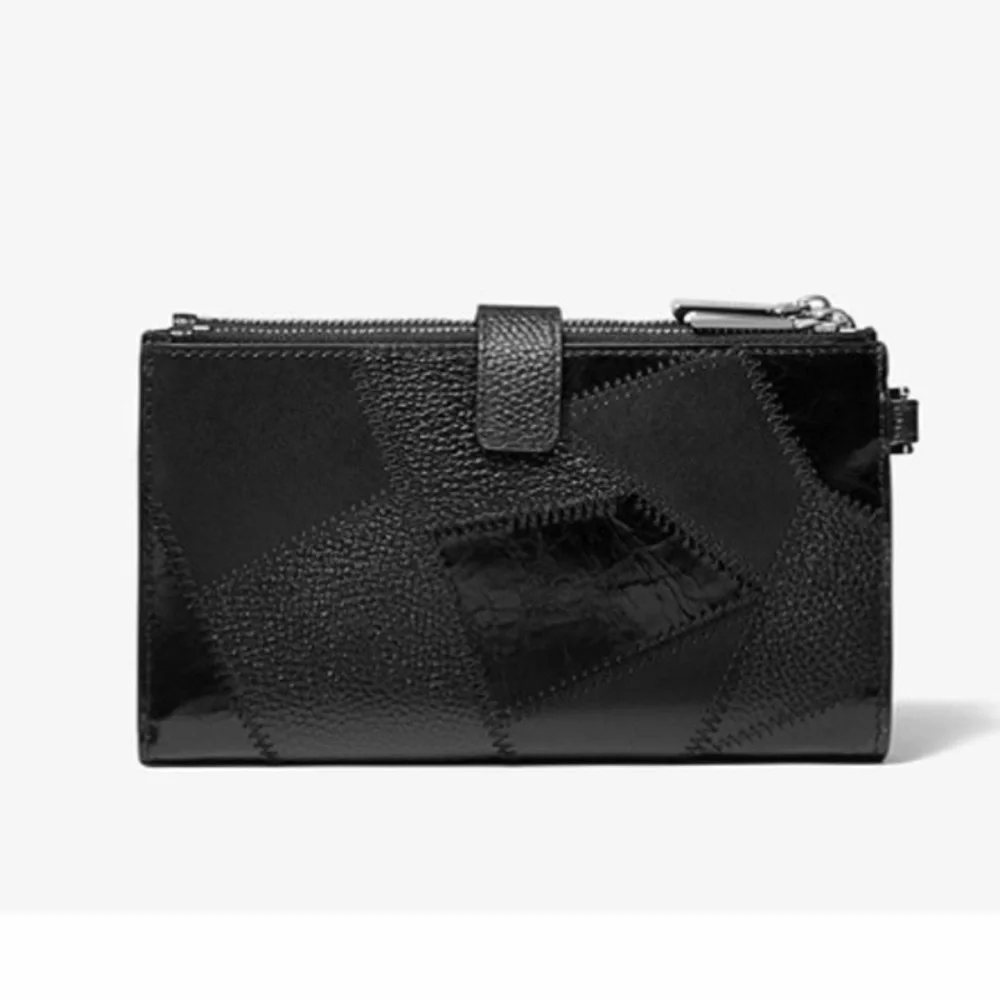 Michael Kors Adele Black Smartphone Patchwork Leather Wristlet Wallet
